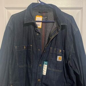 NWT Men’s Carhartt Relaxed Fit Denim Fleece Lined Work Jacket